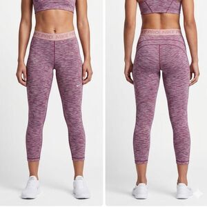 Nike Pro Training Space Dye Cropped Leggings Size L Pink DA1012-633 Athleisure
